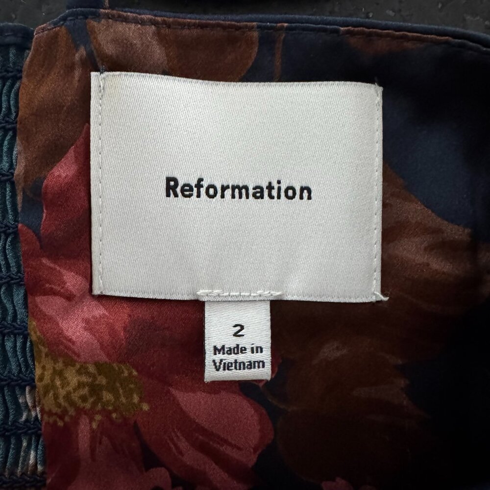 Reformation Frankie Silk Dress Blue - Size 2 - Picture 4 of 8